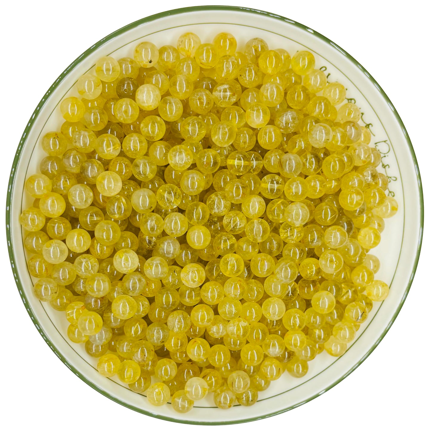 WHNKFB 6mm 100PCS Natural Golden Rutilated Quartz Round Beads, High Clarity Loose Crystal Beads for Jewelry Making Craft - 6mm 8mm 10mm Options with Free Elastic Cord