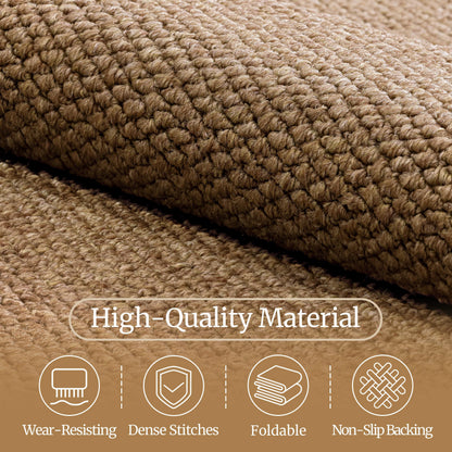 COSOSA Washable Faux Sisal Rug, 2x3 Firm Textured Woven Mat, Indoor-Outdoor Non-Slip Easy-Clean Area Rug, Solid Modern Carpet for Living Room, Bedroom, Kitchen, Entryway, Patio, Brown