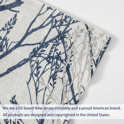 DriftAway Tree Branch Linen Lined Valance Double Layer Thermal Insulated Room Darkening Blackout Valances 3 Inch Rod Pocket Short Window Valance for Living Room Bathroom 52 Inch by 14 Inch Blue