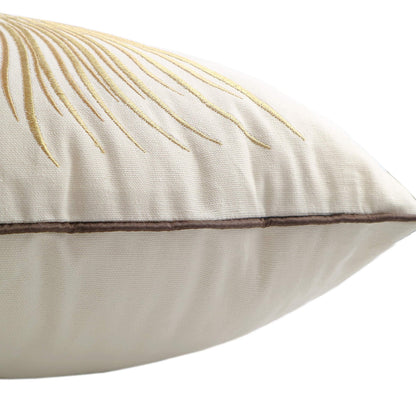 Hodeco Embroidery Throw Pillow Covers 18x18 Home Decor Fine Thread Dandelion Flower Pillow Cover for Couch Bedroom Chair 100% Cotton Canvas Floral Cushion Cover 45x45cm, Beige Pack of 2