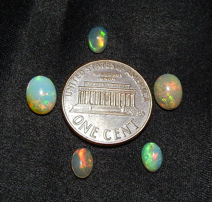 Myhealingworld Natural Ethiopian Opal 4x6mm 6x8mm oval cabochon AAA quality loose calibrated gemstones for jewelry making oval 4x6mm = 3 pcs 6x8mm = 2 pcs