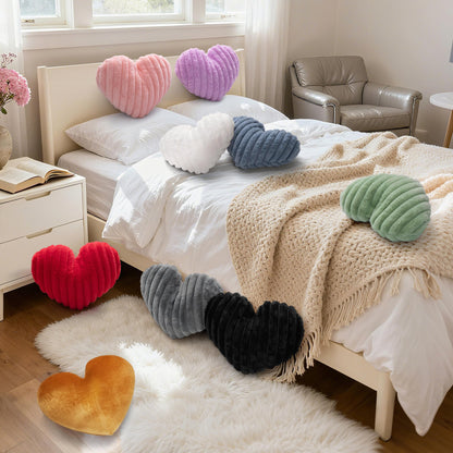 16 Inch Sage Green Heart Pillow Cute Decorative Throw Pillows, Heart Shaped Soft Fluffy Faux Fur Pillows Cushions for Couch Chair Bed Bedroom Room Home Decor Aesthetic (1, Green, Medium-16"x13")