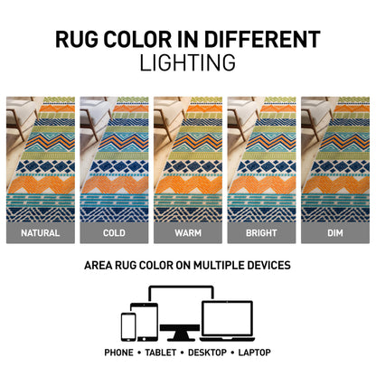 Rugshop Multi Marbella Boho Indoor/Outdoor Square Area Rug, Machine Washable for Patio, Dining Nook and Balcony 6'6" x 6'6" Square