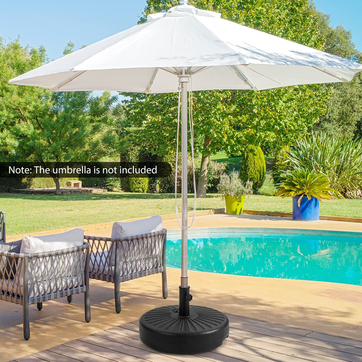 Tangkula Fillable Umbrella Base, 75 lbs Water & Sand Filled Heavy Duty 20 Inch Round Patio Outdoor Umbrella Weights, Umbrella Stand for Umbrella Pole 1.5-1.9 inches, for 9-10 ft Market Offset Umbrella
