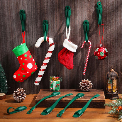 Relaxweex 12 Pcs Garland Hanger for Mantle No Drill Garland Hangers Hooks Wreath Ties Fireplace Stocking Holder Stretchable Silicone Adhesive Straps for Door Frame Stairways (Green)