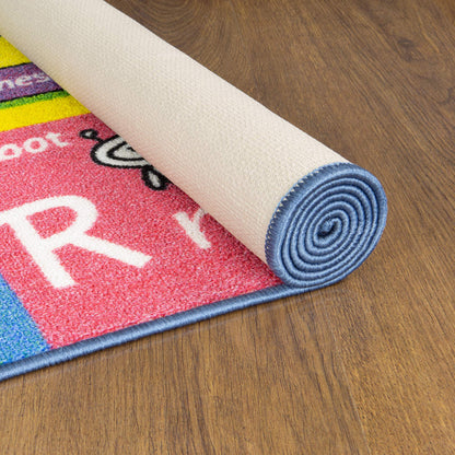 KC Cubs 8x10 ABC Alphabet, Seasons, Months & Days Rug – Educational Play Mat Carpet for Kids, Toddlers, Nursery, Classroom, Playroom, Baby Daycare