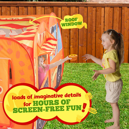 Kiddzery Food Truck Play Tent - 54 Pc. Food Set Pop Up Playhouse - Pretend Play Toys for Toddlers - Ball Pit Playset - Indoor & Outdoor Toy Tents for Kids - Trucks for Boys & Girls