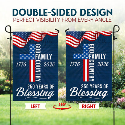 FLAGWIX American 250 Years of Blessing Flag - Polyester Double-sided Yard Flags For Outside Garden Flag (11.5" x 17.5") - 4th of July Decorations for Home Yard Garden Decor Banner, Gifts For Men Women