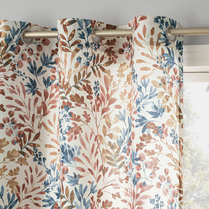 No. 918 Amelie Botanical Print Energy Saving Grommet Curtain Panel, 48" x 84", Indigo Blue