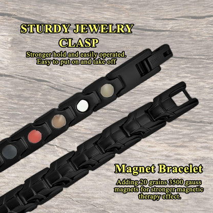 KYOSI Titanium Magnetic Bracelets for Women - Magnetic Therapy Bracelet - 5 in1 Magnet Jewelry - Womens Link Bracelet Black 7.87 inches