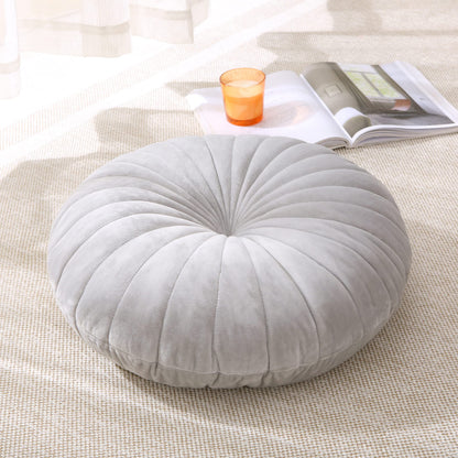 MolynnChic Floor Pillow Meditation Cushion Round Large Floor Pillows Seating for Adults, Velvet Thick Floor Cushions for Yoga Living Room Balcony Outdoor Tatami 18inch（Grey）