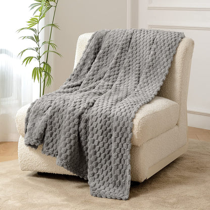 FY FIBER HOUSE Fleece Throw Blanket for Couch 300GMS Super Soft Plush Fuzzy Blankets and Throws for Sofa Bed Office, 40x50 Inches, Light Grey