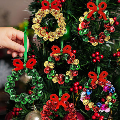 AWHETIE Christmas Crafts for Adults Kids,6 Sets Christmas Beaded Ornament Kit to Make,Jingle Bell Wreath Ornament,DIY Xmax Tree Kits Holiday Tree Decorations Party Supplies