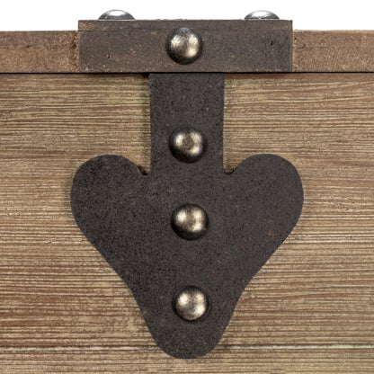 Household Essentials Antiqued Decorative Trunk, Large, Chinese Fir Panel and MDF, Smooth Backing and Metal Hinge Accent, Flat Top and Stay-Open Lid