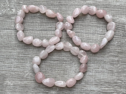 GAF TREASURES Rose Quartz Crystal Nugget Bracelet, Genuine Rose Quartz Bracelet, Healing Crystal Bracelet Gift for Men & Women (1)