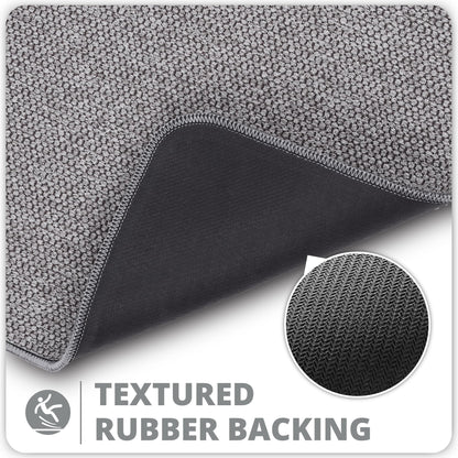 Bath Mat,Ultra Thin Bathroom Rugs,Rubber Bath Mats for Bathroom,No Slip Bath Rugs,Quick Dry,Machine Washable,Low Pile,Absorbent,Shower Outside,Sink,Home Decor Accessories.Grey,1'5"x2'3"(17x27Inch)