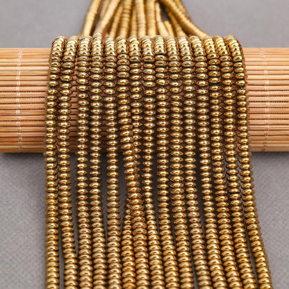 BONNY BOXX 1 Strand (150PCs) 2 * 4mm Rondelle Beads, Natural Abacus Disk Gold Hematitet Stone Beads Loose Spacer Gemstone for DIY Bracelet Necklace Jewelry Making