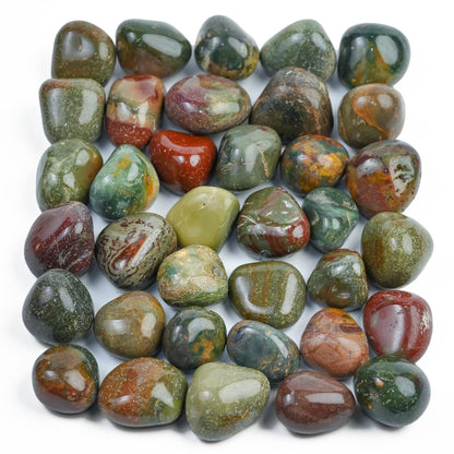 "Crocon 1LB Fancy Bloodstone Tumbles Stones and Crystals Bulk 2000+ Carats Natural Crystal Kit for Reiki Healing Crystal Polished, Tumble Stones, Chakra Balancing, Gift, Home Decor Size : 20-25 mm "