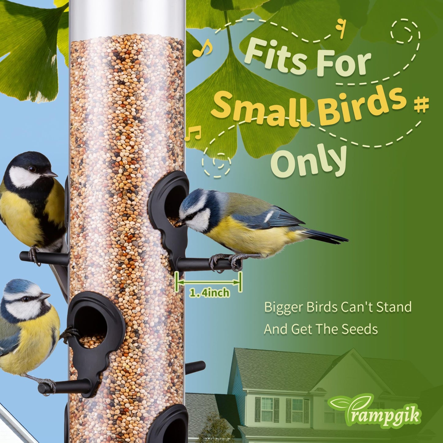 Trampgik Bird Feeders for Outdoors Seed Catcher,6 Port Wild Bird Feeders with Tray,Bird Feeders for Outside Hanging for Cardinal 13 Inch,Black,Pack of 2