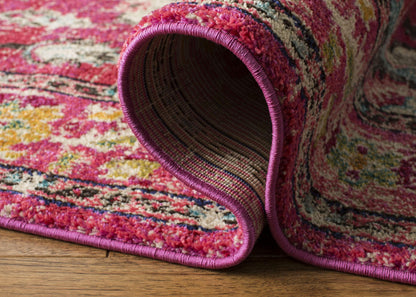 SAFAVIEH Monaco Collection Area Rug - 3' x 5', Pink & Multi, Non-Shedding & Easy to Clean, Distressed Medallion Design, Ideal for Living Room, Bedroom, Dining Space (MNC243D)
