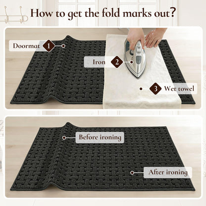FLOORHUG Door Mat Indoor Entrance 32x48, Non-Slip Washable Doormats Entry Way Mats, Dirt Resistant and Absorbent Welcome Mat, Easy Clean Low-Profile Doormat, Front Door, Inside Entrance, Dark Grey