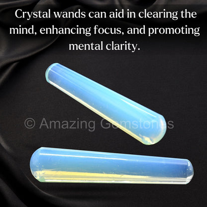 Amazing Gemstone Opalite Crystal Wand Massage Stick - Pelvic Wand Gua Sha for Adults - Crystals and Healing Stones Massage Wands for Adults Gifts (Smooth)