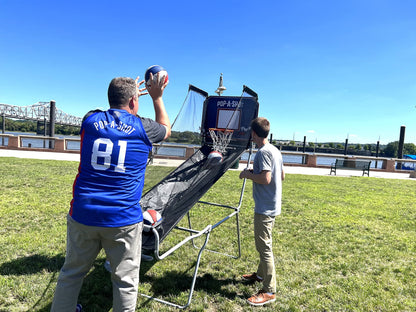 Pop-A-Shot - Pop-Up Game | Arcade Basketball Inside, Out, and On The Go | Infrared Sensor Scoring | 3 Balls | Foldable, Portable, Tote Bag Included