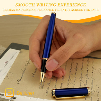 BEILUNER Luxury Rollerball Pen,24K Gold Trim,Noble and Elegant Designs,Schneider Ink Refill, Best Roller Ball Pen Gift Set for Men & Women, Professional, Executive Office, Nice Pens