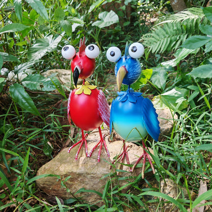 YAOHUA Metal Flamingo Yard Decor Garden Statue Outdoor Art Blue Flamingos Christmas Decorations Sculptures for Patio Backyard Porch Lawn Ornaments Unique Gifts