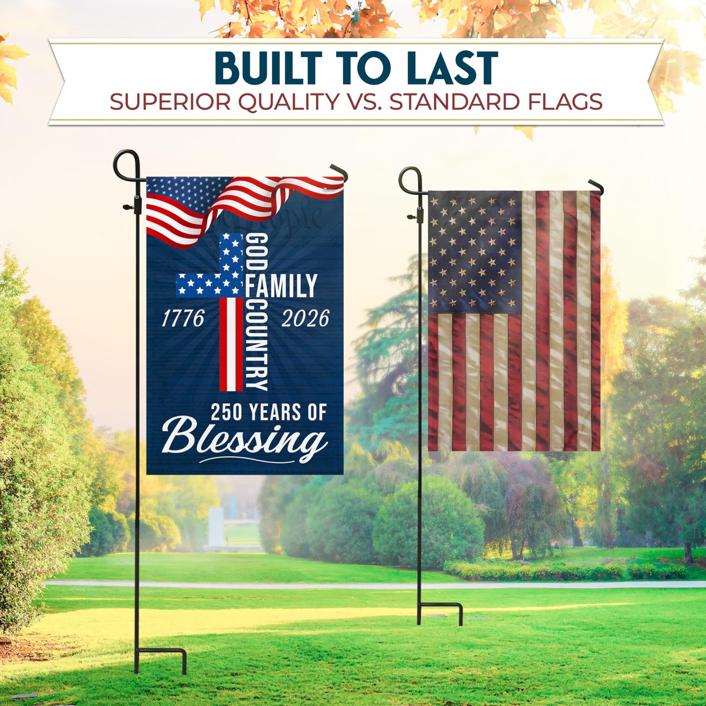 FLAGWIX American 250 Years of Blessing Flag - Polyester Double-sided Yard Flags For Outside Garden Flag (11.5" x 17.5") - 4th of July Decorations for Home Yard Garden Decor Banner, Gifts For Men Women