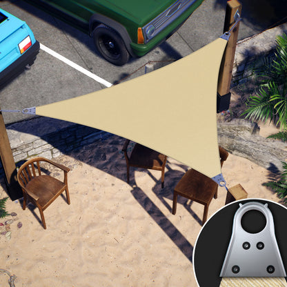 ColourTree Super Ring 16' x 16' x 16' Beige Triangle Sun Shade Sail, Commercial Grade UPF50 Canopy, Reinforced Corners & Edges, 260 GSM Fabric Heavy Duty -5 Years Warranty (We Make Custom Size)