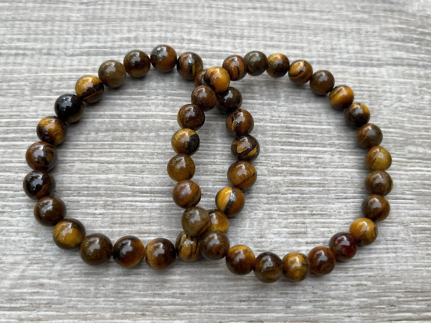 GAF TREASURES Tiger Eye Crystal Bead Bracelet 8mm, Genuine Tiger Eye Stretch Gemstone Bracelet, Healing Crystal Bracelet, Gift for Men & Women (1)