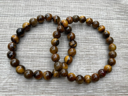 GAF TREASURES Tiger Eye Crystal Bead Bracelet 8mm, Genuine Tiger Eye Stretch Gemstone Bracelet, Healing Crystal Bracelet, Gift for Men & Women (1)