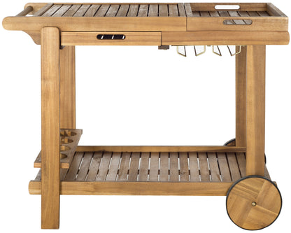 Safavieh -Outdoor Collection Orland Natural Wood Tea Trolley Cart