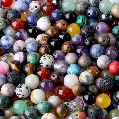 QINJIEJIE 8mm Beads Crystal Beads Colorful 100PCS Stone Beads Round Beads Loose Gemstone Beads Stone Beads for Jewelry Making DIY Bracelet Necklace Earrings Crystal Beads for Jewelry Making