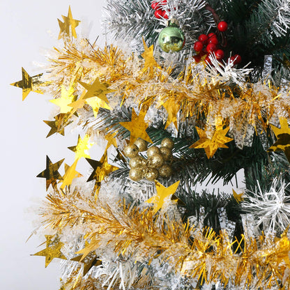 CCINEE 33FT Christmas Tinsel Garland,Metallic Twist Garland in Gold and White for Christmas Tree Party Dcoration Supply
