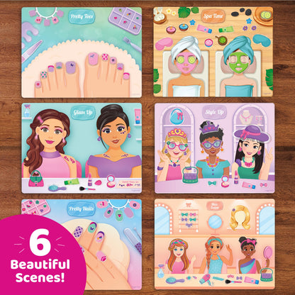 Imagimake Reusable Sticker Fun – Hair & Makeup Kit |Reusable Glam Stickers for Kids | 6 Styling Scene Boards | Pretend Play | Kids Games 3-5 | Toddler Girl Toys | 3,4,5,6,7 Year Old Girl Birthday Gift