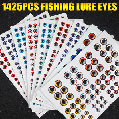 SILANON 1425pcs Fishing Lure Eyes, 3D/4D/5D Fishing Eyes Artificial Realistic Fish Eyes Fly Tying Eyes for Making Fishing Bait Lures Crafts DIY Materials Tool