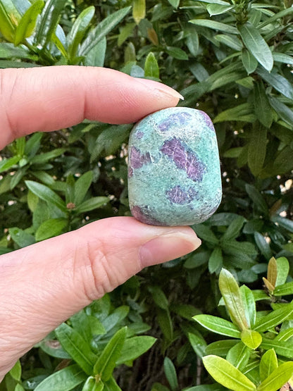 GAF TREASURES 5 Pcs Ruby Fuchsite Tumbled Stones, Polished Natural Gemstone, Healing Crystals