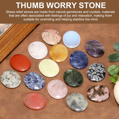 MECCANIXITY 2 Pcs Thumb Worry Stone for Anxiety, Black Net Stone Relief Crystals Hand Thumb Stones Pocket Gems Natural Polished for Yoga Meditation Relief