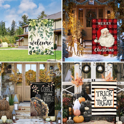 AVOIN colorlife Set of 12 Seasonal Holiday Garden Flag 12x18 Inch Double Sided Outside, Welcome Farmhouse Yard Outdoor Flag