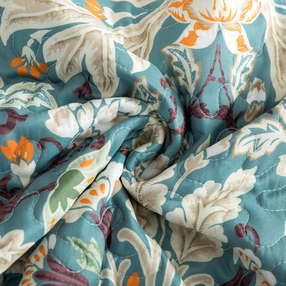 HoneiLife Queen Quilt Bedding Set - Microfiber Quilt Sets for Queen Bed, 3-Piece Lightweight Bedspreads,Reversible Coverlets Rustic Bed Cover, Floral Bedding Set All Season Quilts-Grayish Green