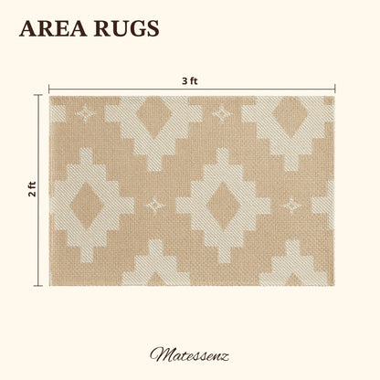 MatEssenz 2x3 Washable Entryway Rug, Woven Boho Geometric Indoor Front Door Mat, Pet Friendly Neutral Farmhouse Accent Throw Rug for Kitchen & Bedroom, Beige