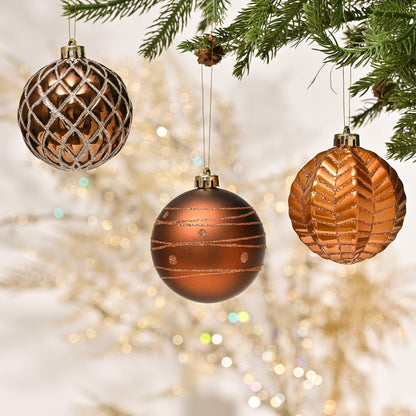 Valery Madelyn Luxurious Copper Gold Christmas Ball Ornaments, Shatterproof Christmas Tree Ornaments for Xmas Decoration (2 Items Bundle
