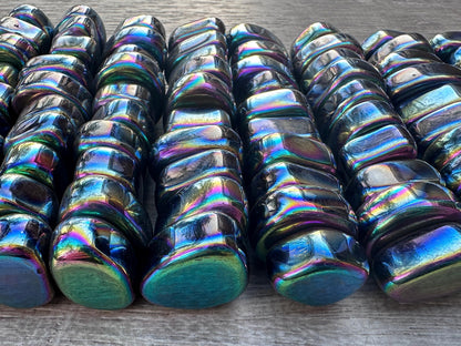 GAF TREASURES 5 Pcs Rainbow Magnetic Hematite Tumbled Stones, Polished Natural Rainbow Magnetic Hematite Gemstone, Rainbow Magnetic Hematite Healing Crystals (Rainbow Magnetic Hematite)