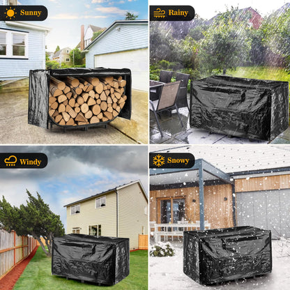 facka 40 Inch Heavy Duty Firewood Rack Outdoor with Cover, Waterproof Log Storage for Fireplace, Indoor & Outdoor Metal Wood Holder, Rustproof