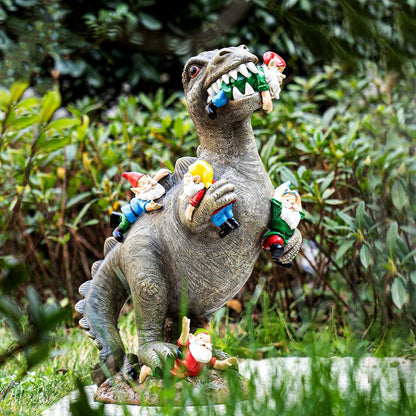 SOWSUN Garden Gnomes Statues Yard Decorations Outdoor Garden Decor, 14” Dinosaur Gnomes Garden Statues, Patio, Lawn Ornament, Gardening Gifts for Women for Housewarming