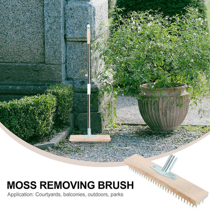 Yardwe Moss Cleaning Brush 11.81In Garden Removal Brush for Narrow Spaces Attach to Standard Broom or Rake Handles Ideal for Patio Lawn and Sidewalk Cleaning