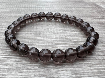 GAF TREASURES Smoky Obsidian Crystal Bead Bracelet 8mm, Genuine Smoky Obsidian Stretch Gemstone Bracelet, Healing Crystal Bracelet, Gift for Men & Women (1)