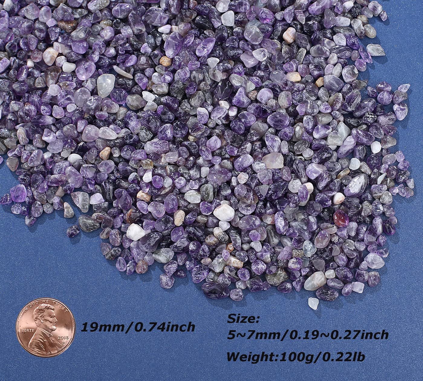 LAIDANLA Amethyst Crushed Stone Crystal Chips Bulk Natural Gemstones Healing Reiki Crystals Mini Quartz Vase Filler Aquarium Gravel 100g